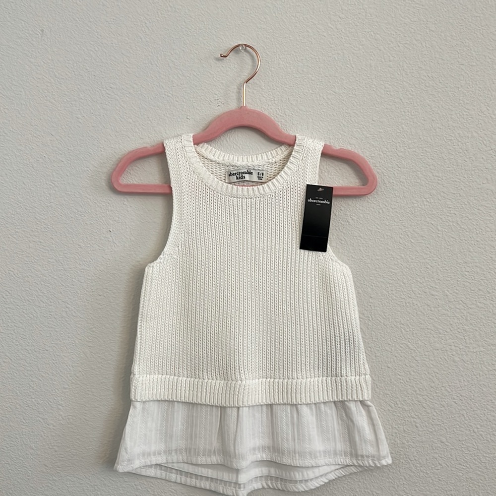 White Sleeveless Knit Top for Kids